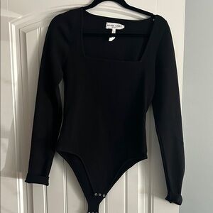 Apiece Apart Black Long Sleeve Square Neck Bodysuit